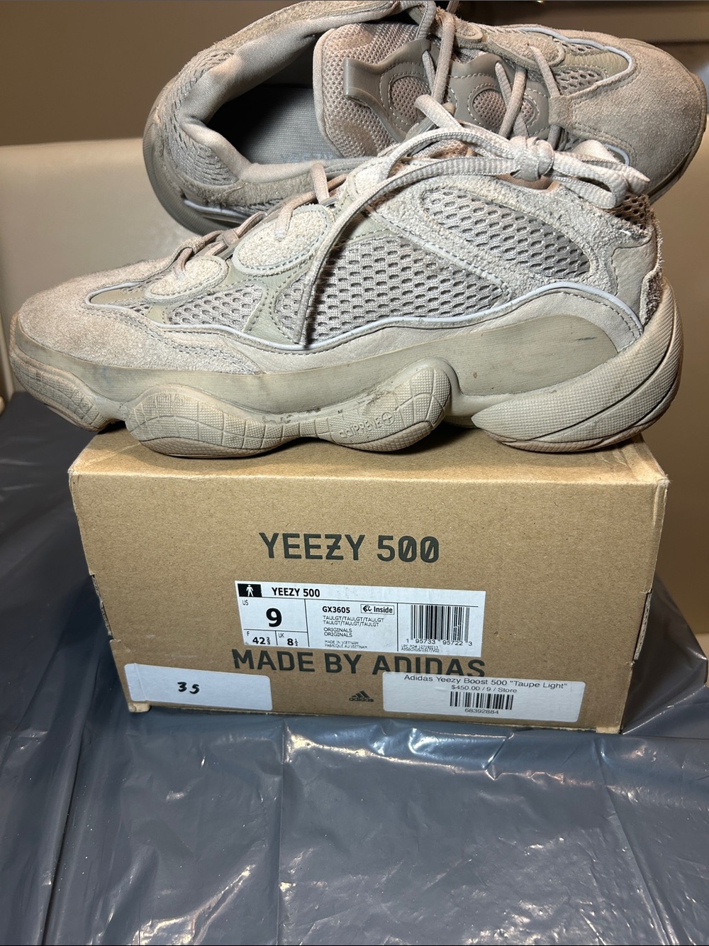 Yeezy 500 GX3605 Blush Mens  Sneakers w Box GC- Light Neutral